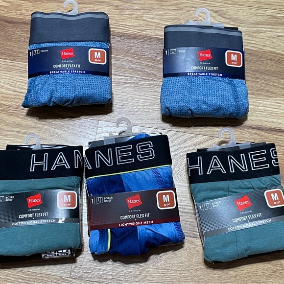 Bundle of 5 Hanes Boxer Briefs/trunks size M (A38) #L10 - Picture 1 of 7